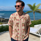Real-life photo of someone wearing Men's Brambly Bounce Custom Face Hawaiian Shirt — custom faces printed all-over