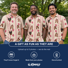 Friends in matching Men's Brambly Bounce Custom Face Polo Shirt — a group gift photo