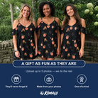 Friends in matching Women's Peach Please Custom Face Off-Shoulder Dress — a group gift photo