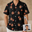 Man wearing Men's Peach Please Custom Face Hawaiian Shirt — custom faces printed all-over
