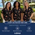Friends in matching Women's Peach Please Custom Face Hawaiian Shirt — a group gift photo
