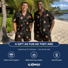 Friends in matching Men's Peach Please Custom Face Shirt & Shorts Set — a group gift photo