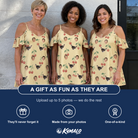 Friends in matching Women's Cherry Chomp Custom Face Off-Shoulder Dress — a group gift photo