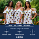 Friends in matching Women's Tangy Tresses Custom Face Off-Shoulder Dress — a group gift photo