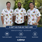 Friends in matching Men's Tangy Tresses Custom Face Polo Shirt — a group gift photo