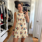 Real-life photo of someone wearing Women's Cobalt Cobblers Custom Face Tank Dress — custom faces printed all-over