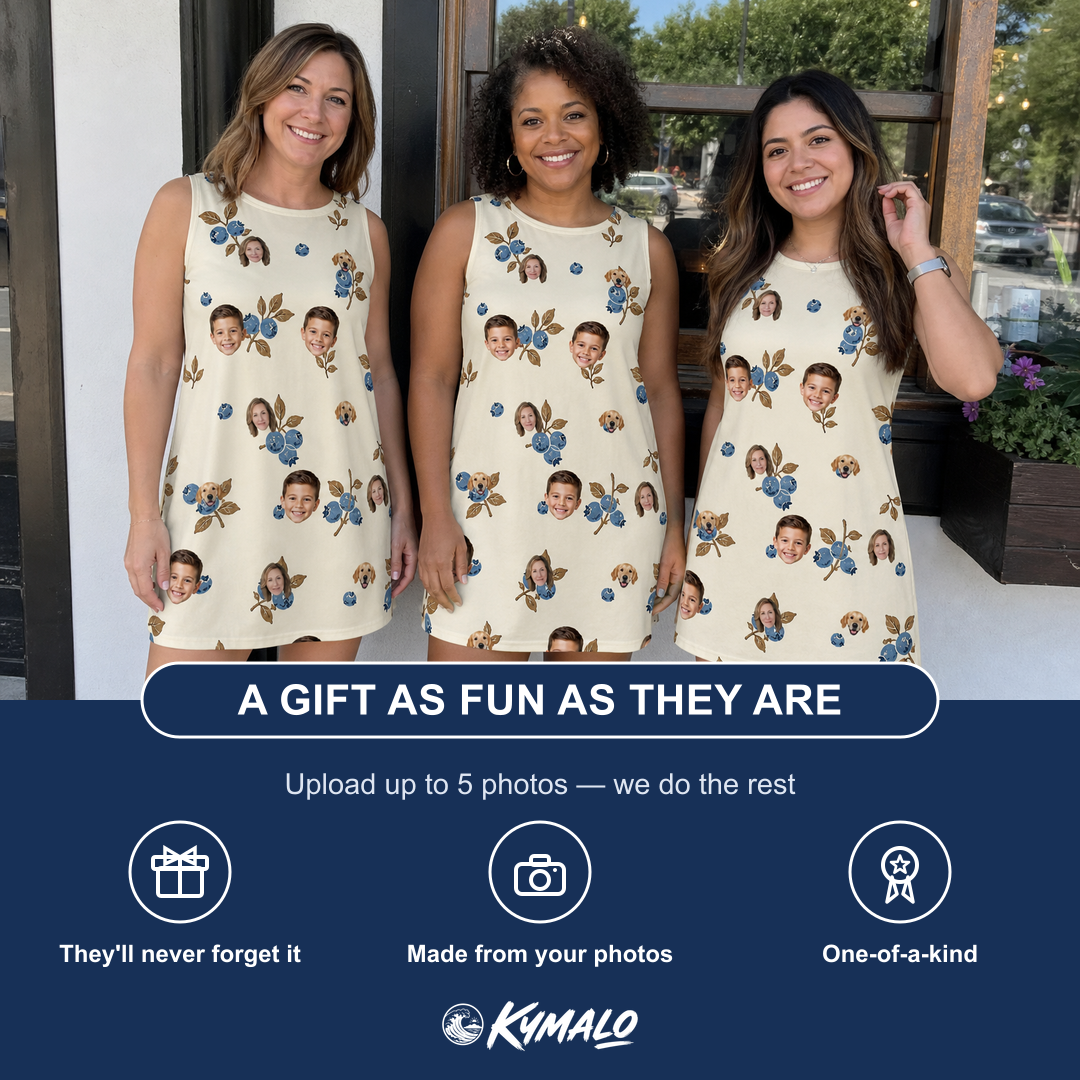 Friends in matching Women's Cobalt Cobblers Custom Face Tank Dress — a group gift photo