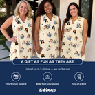 Friends in matching Women's Cobalt Cobblers Custom Face V-Neck Dress — a group gift photo