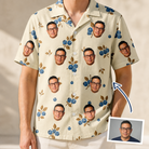 Man wearing Men's Cobalt Cobblers Custom Face Hawaiian Shirt — custom faces printed all-over