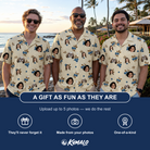 Friends in matching Men's Cobalt Cobblers Custom Face Hawaiian Shirt — a group gift photo