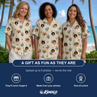 Friends in matching Women's Cobalt Cobblers Custom Face Hawaiian Shirt — a group gift photo