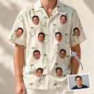 Man wearing Men's Pear Pressure Custom Face Hawaiian Shirt — custom faces printed all-over