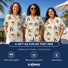 Friends in matching Women's Pear Pressure Custom Face Hawaiian Shirt — a group gift photo