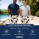 Friends in matching Men's Juicy Jewels Custom Face Beach Shorts — a group gift photo