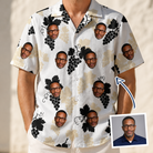 Man wearing Men's Juicy Jewels Custom Face Hawaiian Shirt — custom faces printed all-over