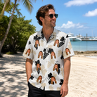 Real-life photo of someone wearing Men's Juicy Jewels Custom Face Hawaiian Shirt — custom faces printed all-over