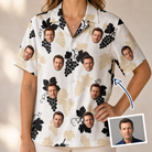 Woman wearing Women's Juicy Jewels Custom Face Hawaiian Shirt — custom faces printed all-over