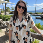 Real-life photo of someone wearing Women's Juicy Jewels Custom Face Hawaiian Shirt — custom faces printed all-over