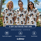 Friends in matching Women's Juicy Jewels Custom Face Hawaiian Shirt — a group gift photo