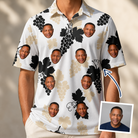 Man wearing Men's Juicy Jewels Custom Face Polo Shirt — custom faces printed all-over