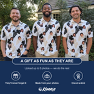 Friends in matching Men's Juicy Jewels Custom Face Polo Shirt — a group gift photo