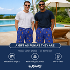 Friends in matching Men's Blueberry Boogie Custom Face Beach Shorts — a group gift photo