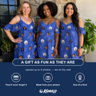 Friends in matching Women's Blueberry Boogie Custom Face Off-Shoulder Dress — a group gift photo