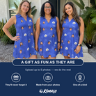 Friends in matching Women's Blueberry Boogie Custom Face V-Neck Dress — a group gift photo