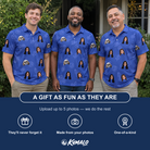 Friends in matching Men's Blueberry Boogie Custom Face Polo Shirt — a group gift photo