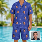 Man wearing Men's Blueberry Boogie Custom Face Shirt & Shorts Set — custom faces printed all-over