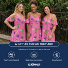 Friends in matching Women's Grape Escape Custom Face Off-Shoulder Dress — a group gift photo