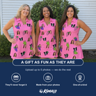 Friends in matching Women's Grape Escape Custom Face V-Neck Dress — a group gift photo