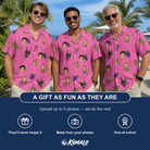 Friends in matching Men's Grape Escape Custom Face Hawaiian Shirt — a group gift photo