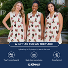 Friends in matching Women's Raspberry Rhapsody Custom Face V-Neck Dress — a group gift photo