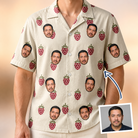 Man wearing Men's Raspberry Rhapsody Custom Face Hawaiian Shirt — custom faces printed all-over