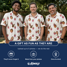 Friends in matching Men's Raspberry Rhapsody Custom Face Polo Shirt — a group gift photo