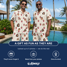 Friends in matching Men's Raspberry Rhapsody Custom Face Shirt & Shorts Set — a group gift photo