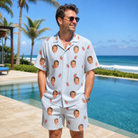 Real-life photo of someone wearing Men's Berry Merry Custom Face Shirt & Shorts Set — custom faces printed all-over