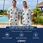Friends in matching Men's Berry Merry Custom Face Shirt & Shorts Set — a group gift photo