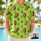Man wearing Men's Avo Groove Custom Face Hawaiian Shirt — custom faces printed all-over
