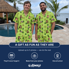Friends in matching Men's Avo Groove Custom Face Shirt & Shorts Set — a group gift photo