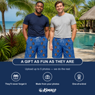 Friends in matching Men's Net Results Custom Face Beach Shorts — a group gift photo