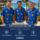 Friends in matching Men's Net Results Custom Face Hawaiian Shirt — a group gift photo