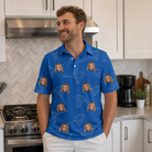 Real-life photo of someone wearing Men's Net Results Custom Face Polo Shirt — custom faces printed all-over