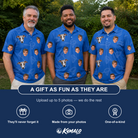 Friends in matching Men's Net Results Custom Face Polo Shirt — a group gift photo
