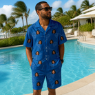 Real-life photo of someone wearing Men's Net Results Custom Face Shirt & Shorts Set — custom faces printed all-over