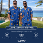 Friends in matching Men's Net Results Custom Face Shirt & Shorts Set — a group gift photo