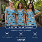 Friends in matching Women's Pond Prowlers Custom Face Off-Shoulder Dress — a group gift photo