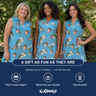 Friends in matching Women's Pond Prowlers Custom Face V-Neck Dress — a group gift photo
