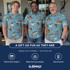 Friends in matching Men's Pond Prowlers Custom Face Polo Shirt — a group gift photo